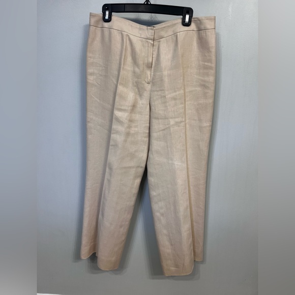 Lafayette 148 New York Pants - Lafayette Linen Wide-Leg Trousers‎ - Women’s Size 12 - Cream/Beige